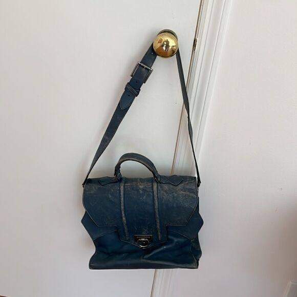 Reece Hudson navy blue leather shoulder bag - Picture 2 of 2